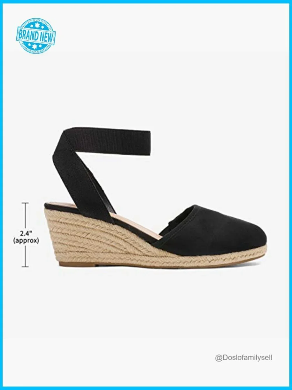 Wedge Sandals Elastic Ankle Strap Espadrilles Summer Closed Toe Comfortable